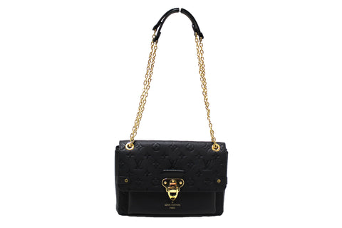 Authentic Louis Vuitton Black Monogram Empreinte Leather Vavin PM Shoulder Bag