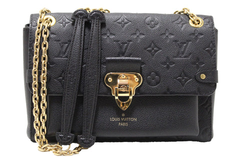 Authentic Louis Vuitton Black Monogram Empreinte Leather Vavin PM Shoulder Bag