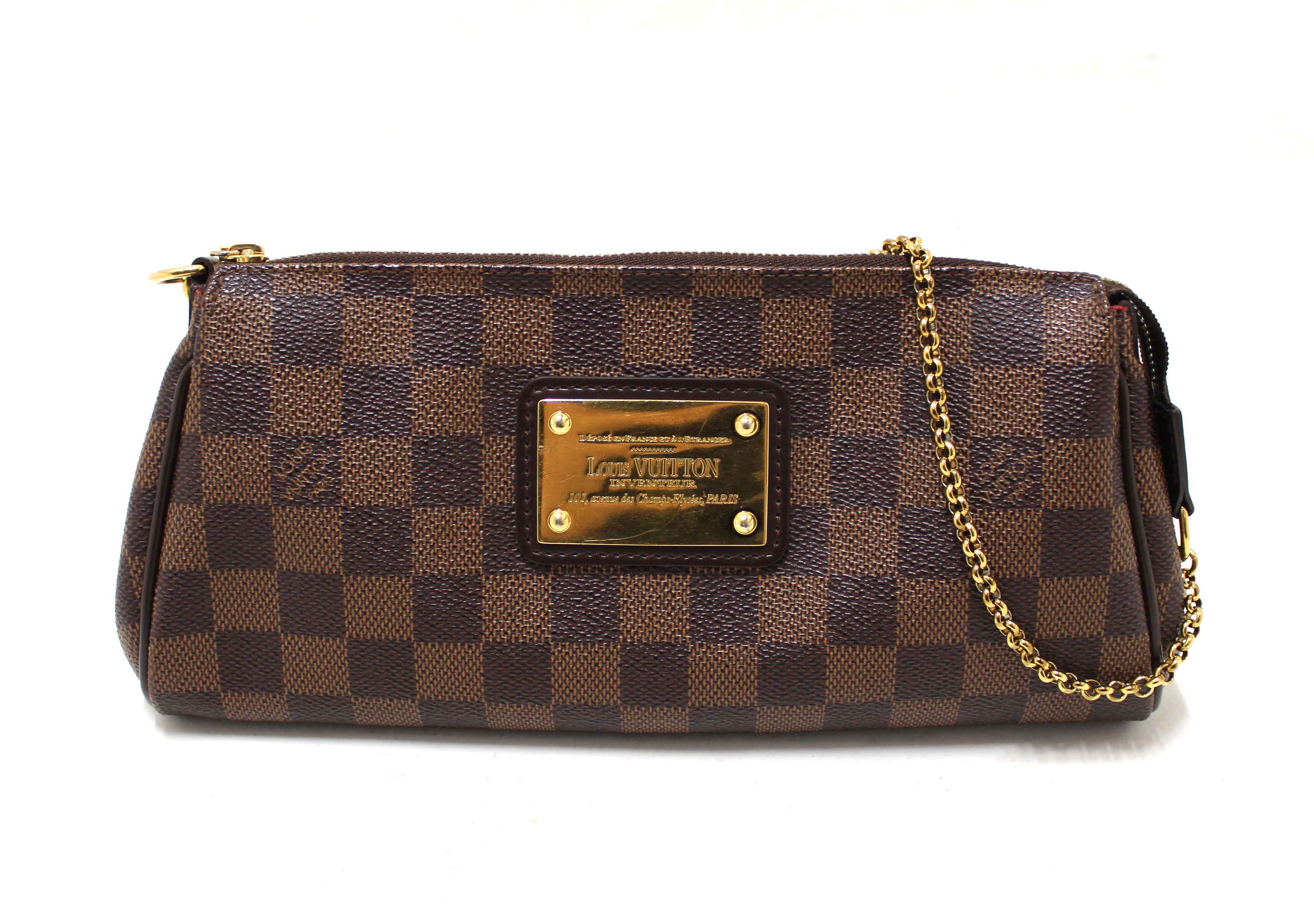 Authentic Louis Vuitton Damier Ebene Canvas Eva Clutch Bag