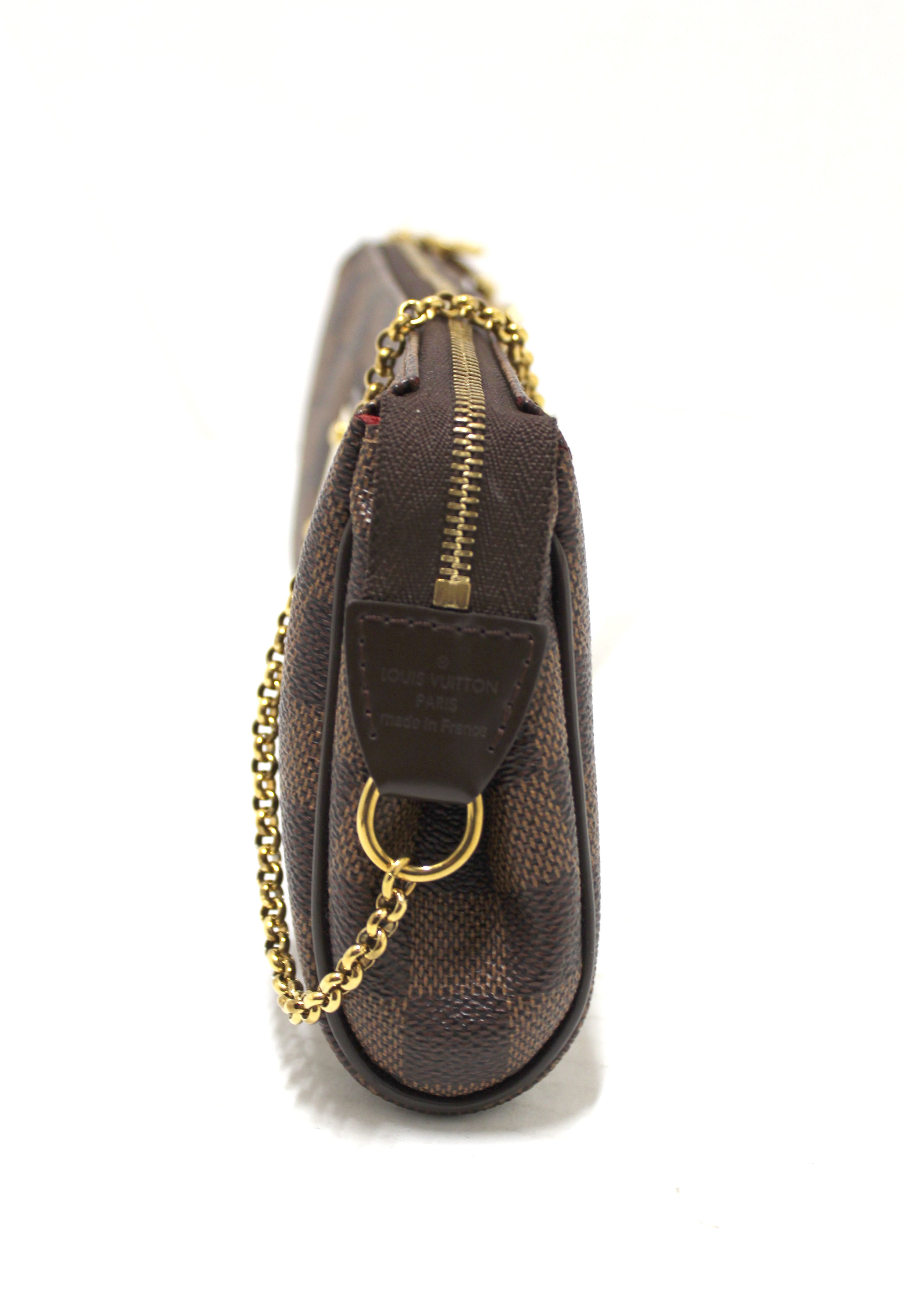 Authentic Louis Vuitton Damier Ebene Canvas Eva Clutch Bag