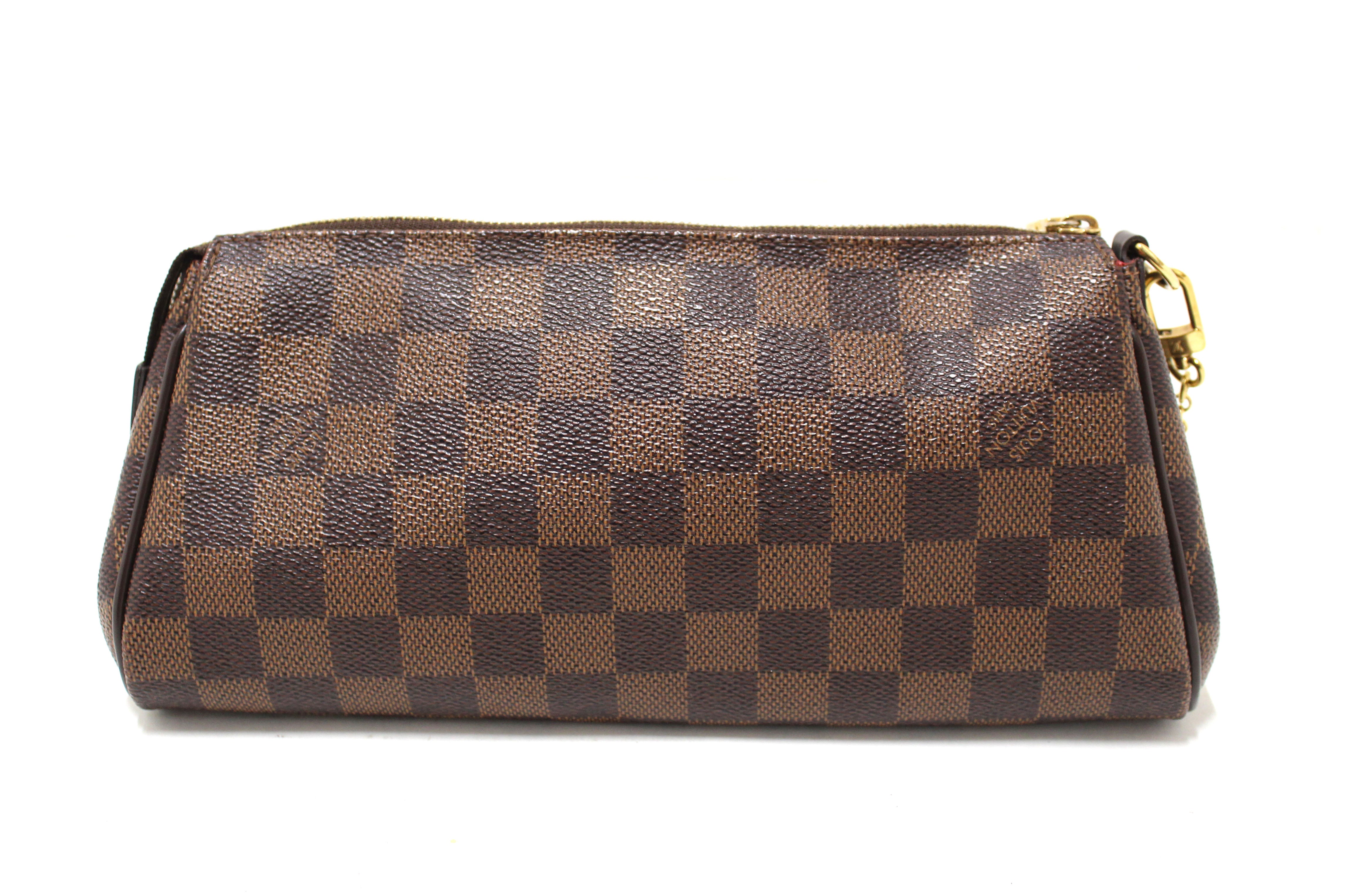 Authentic Louis Vuitton Damier Ebene Canvas Eva Clutch Bag