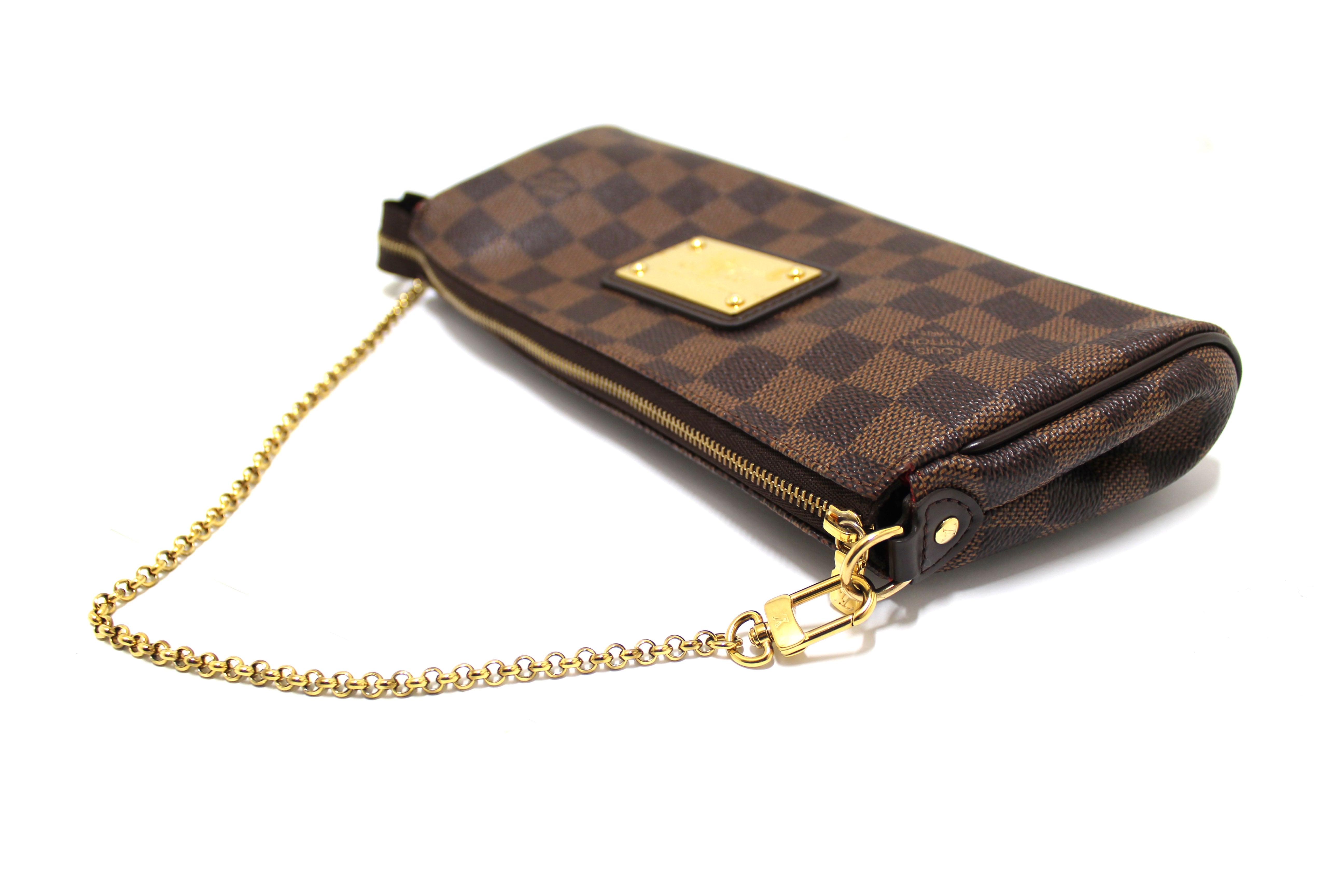 Authentic Louis Vuitton Damier Ebene Canvas Eva Clutch Bag