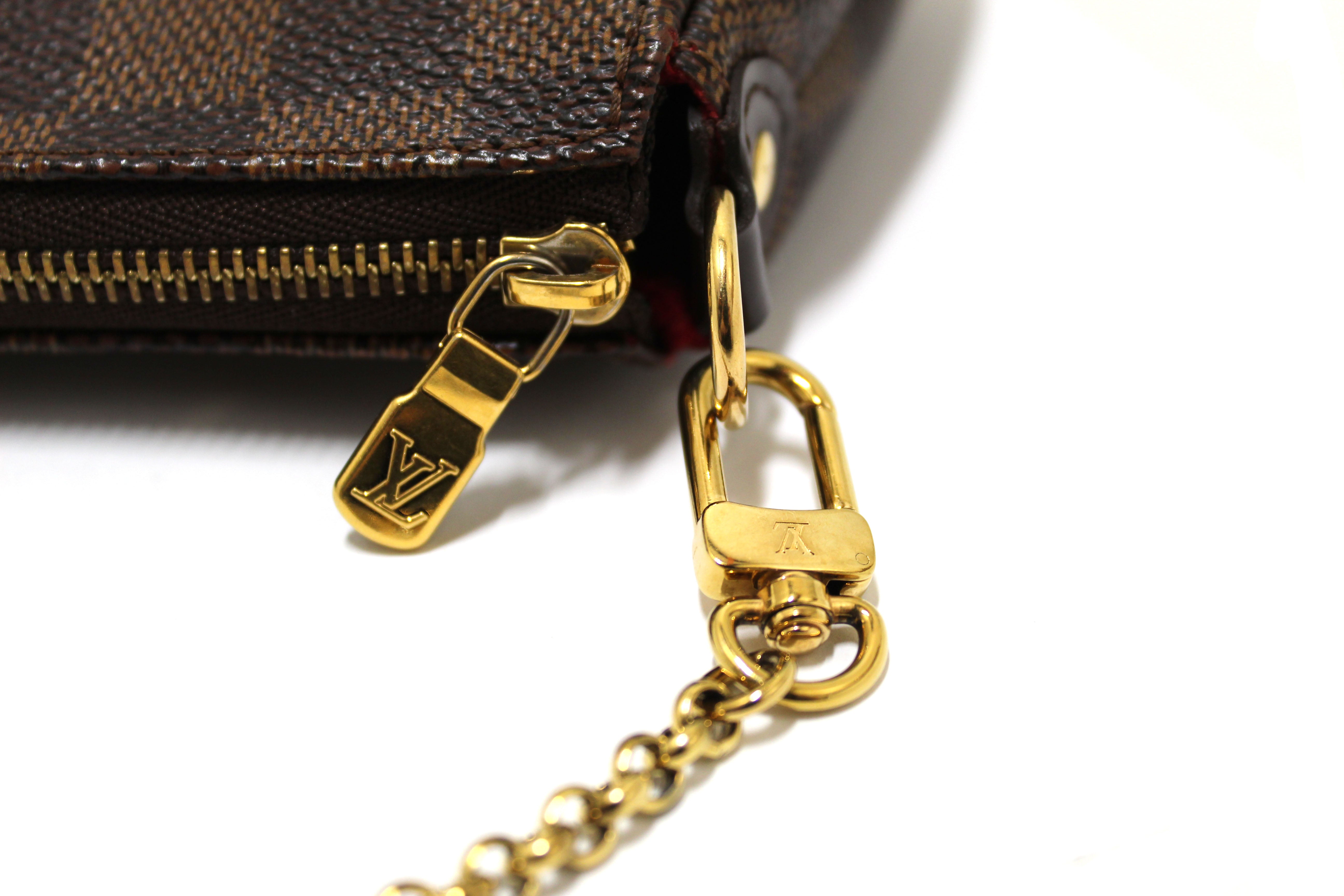 Authentic Louis Vuitton Damier Ebene Canvas Eva Clutch Bag