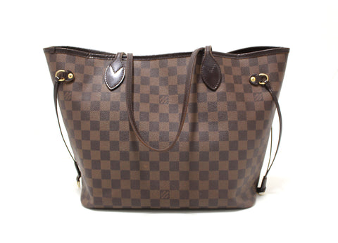 Authentic Louis Vuitton Damier Ebene Canvas Neverfull MM Shoulder Tote Bag