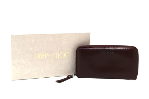 Authentic Jimmy Choo Burgundy Leather Zippy Wallet