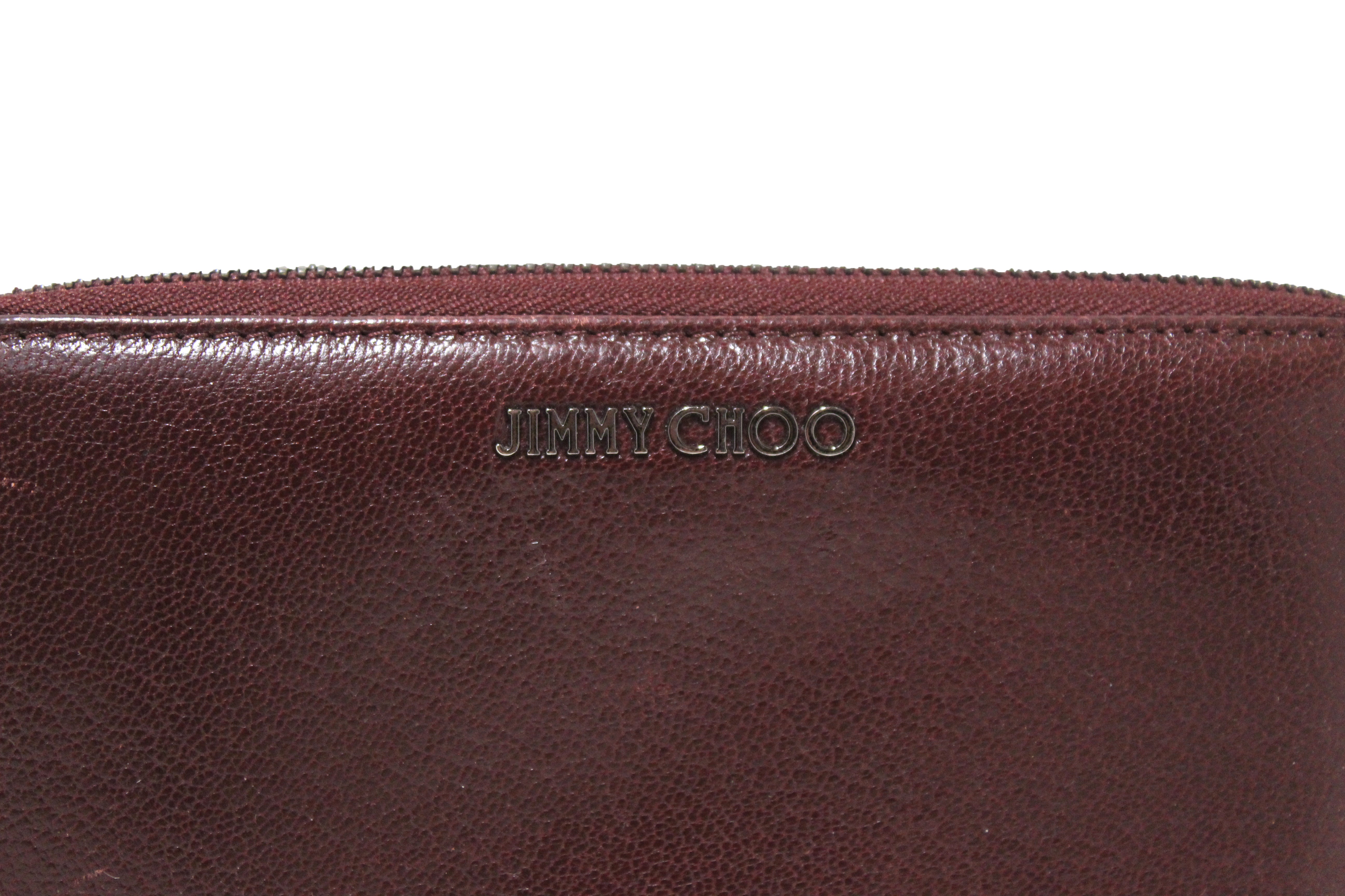 Authentic Jimmy Choo Burgundy Leather Zippy Wallet