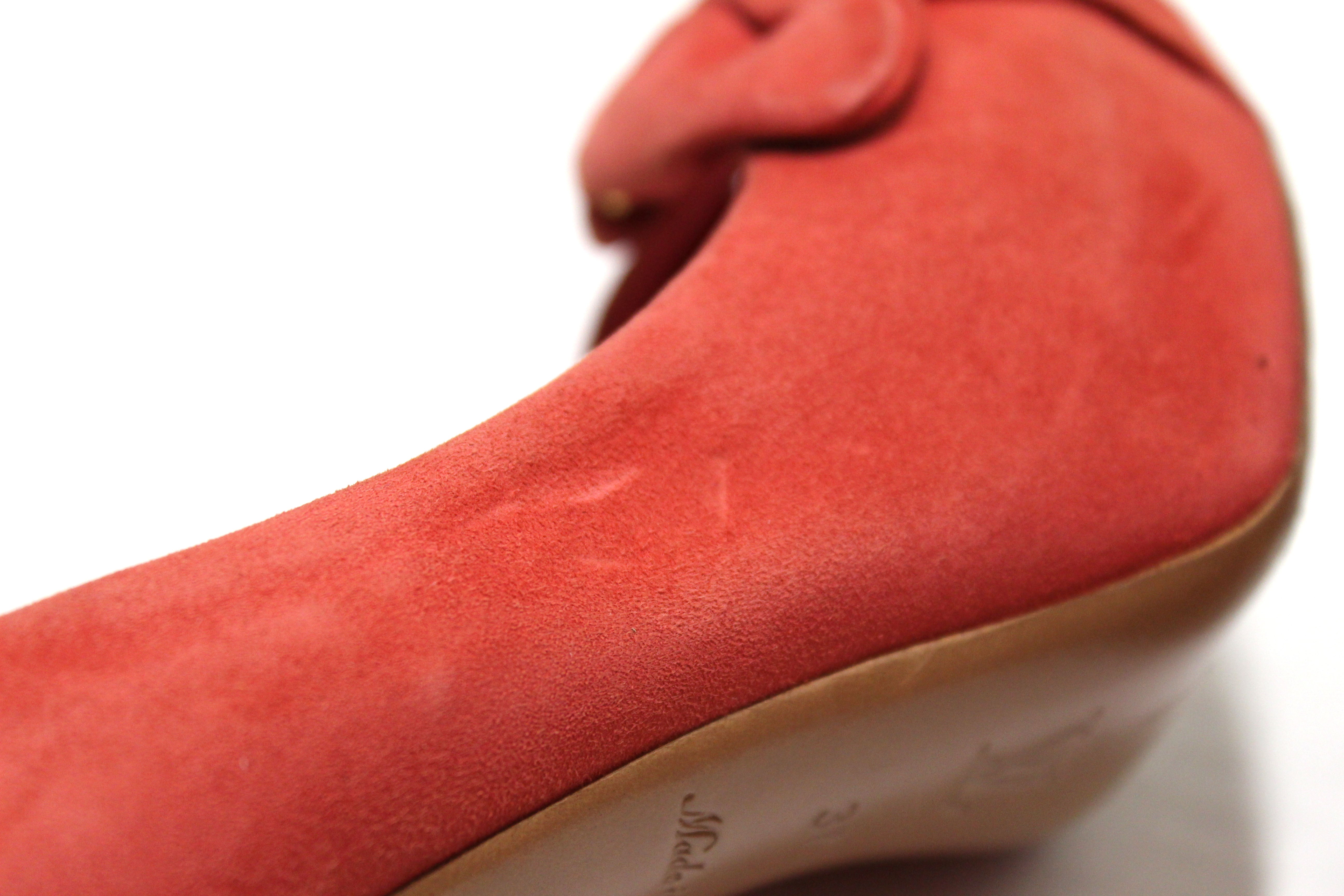 Authentic Louis Vuitton Red Suede Leather Pumps Shoes Size 37