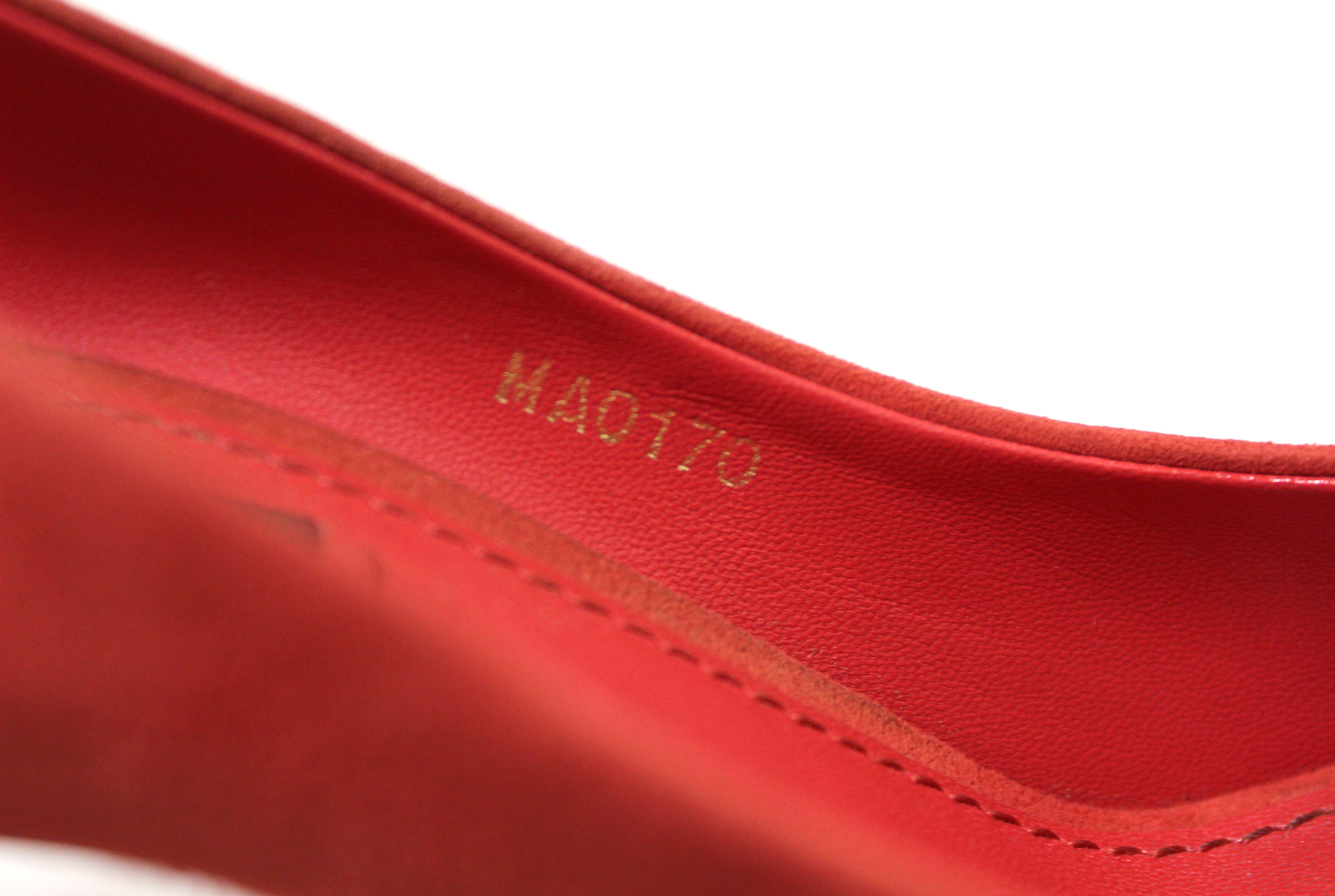 Authentic Louis Vuitton Red Suede Leather Pumps Shoes Size 37