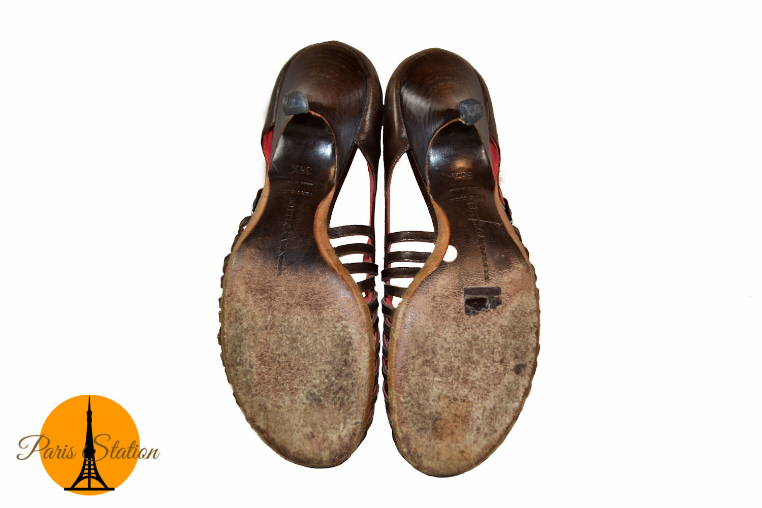 Authentic Bottega Veneta Brown Leather Sandal Shoes 36.5