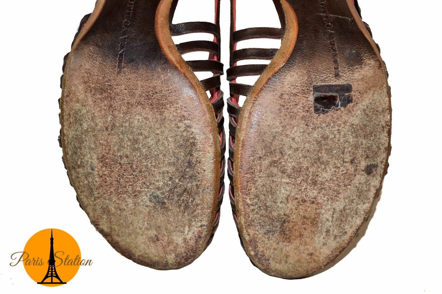 Authentic Bottega Veneta Brown Leather Sandal Shoes 36.5