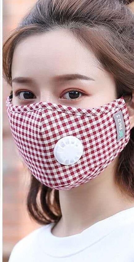 Non Medical Red & White Plaid Light Weight & Comfortable Wear Face Mask/Covering