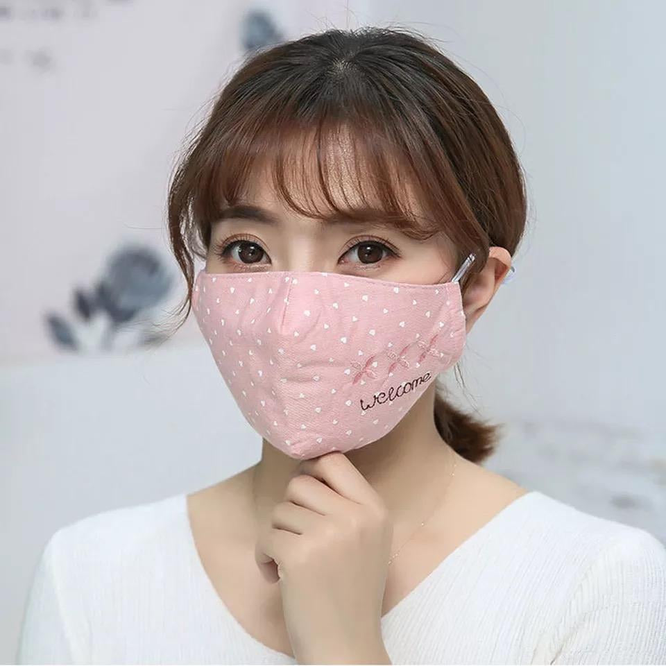 Non Medical Pink Hearts Welcome Light Weight & Comfortable Wear Face Mask/Covering