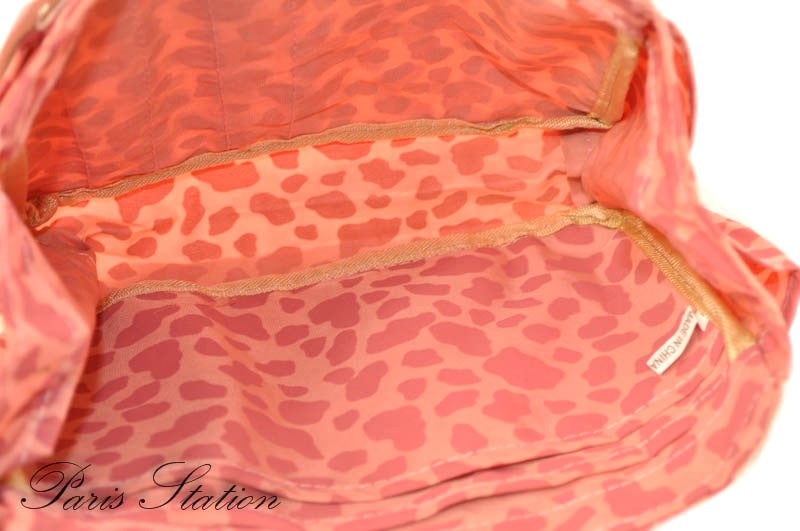 New Pink Leopard Print Canvas Small Purse Organizer