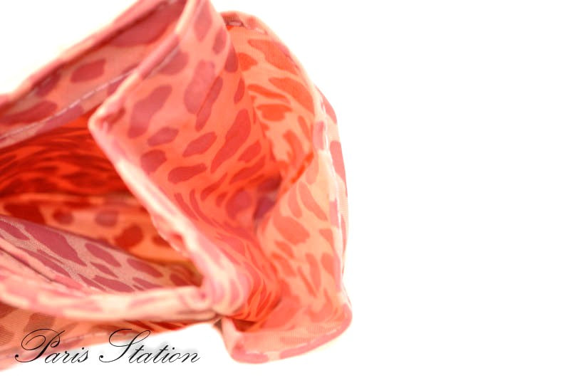 New Pink Leopard Print Canvas Small Purse Organizer