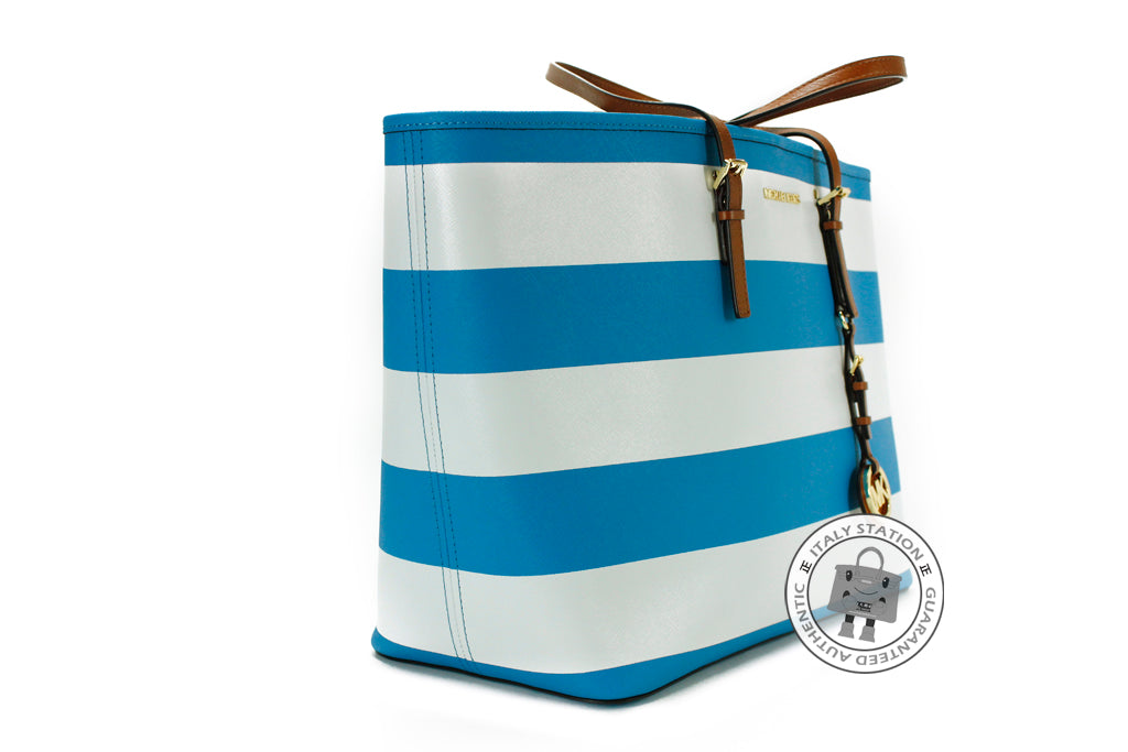 MICHAEL KORS Michael Kors 30S4GVST6R Jet Set Travel Stripe Summer Blue | Italystation.com - Shop Now at italystation.com