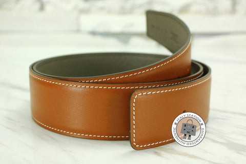 HERMES Hermes Reversible  42 MM Fauve / Etoupe Tadelakt 95 Belts | Italystation.com - Shop Now at italystation.com