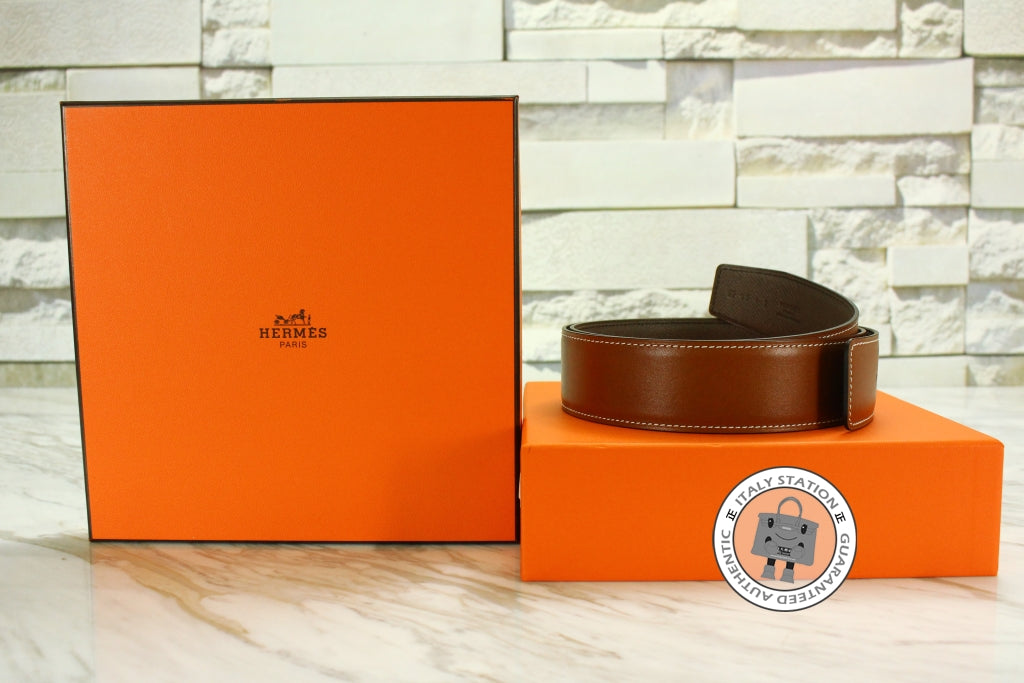 HERMES Hermes Reversible  42 MM Fauve / Etoupe Tadelakt 95 Belts | Italystation.com - Shop Now at italystation.com