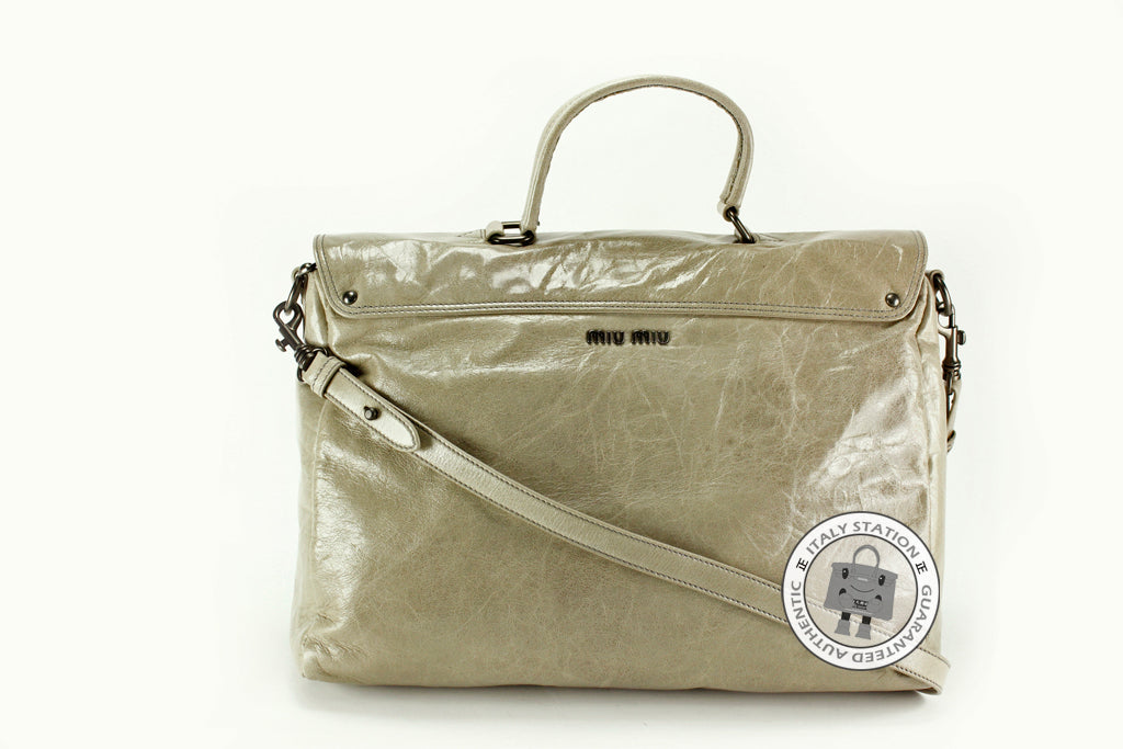 MIU MIU Miu Miu RN0727 Qjb Nappa Shine Nube / F0424 Calfskin Tote Bag | Italystation.com - Shop Now at italystation.com