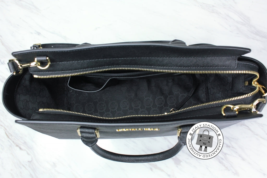 MICHAEL KORS Michael Kors 30S3GLMS7L Selma LG TZ Satchel Black / 001 C | Italystation.com - Shop Now at italystation.com