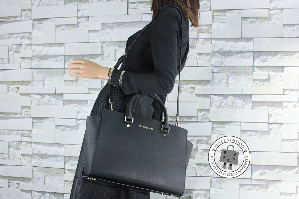 MICHAEL KORS Michael Kors 30S3GLMS7L Selma LG TZ Satchel Black / 001 C | Italystation.com - Shop Now at italystation.com