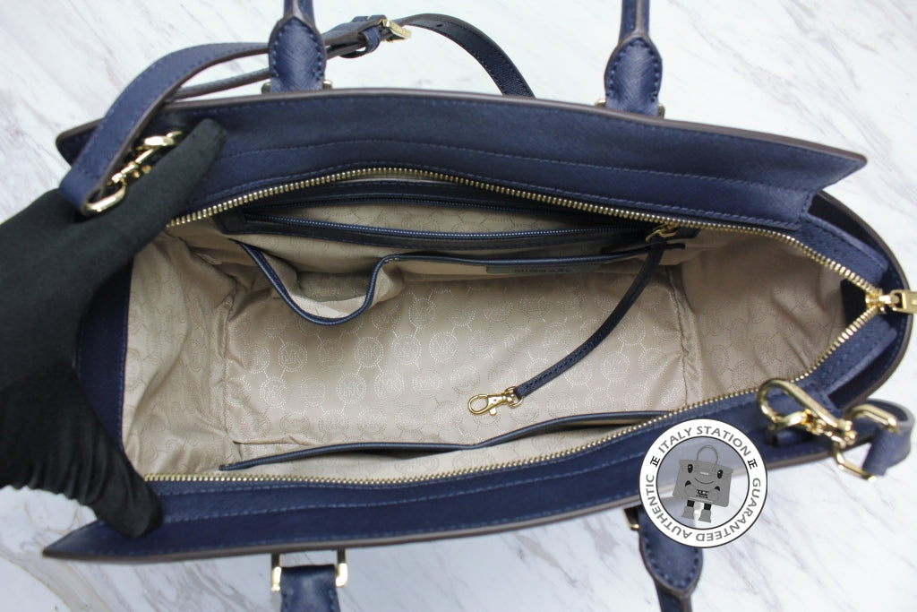 MICHAEL KORS Michael Kors 30S3GLMS7L Selma LG TZ Satchel Navy / 406 Ca | Italystation.com - Shop Now at italystation.com