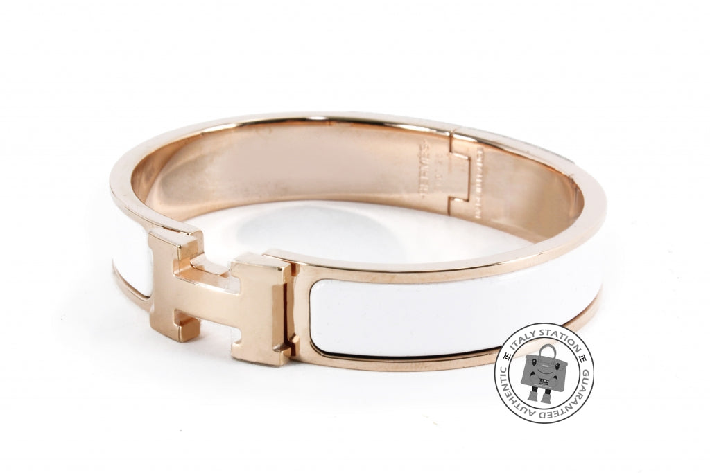 HERMES Hermes 700001 FO 31 Clic Clac H 0.5IN Wide Blanc Enamel PM Brac | Italystation.com - Shop Now at italystation.com