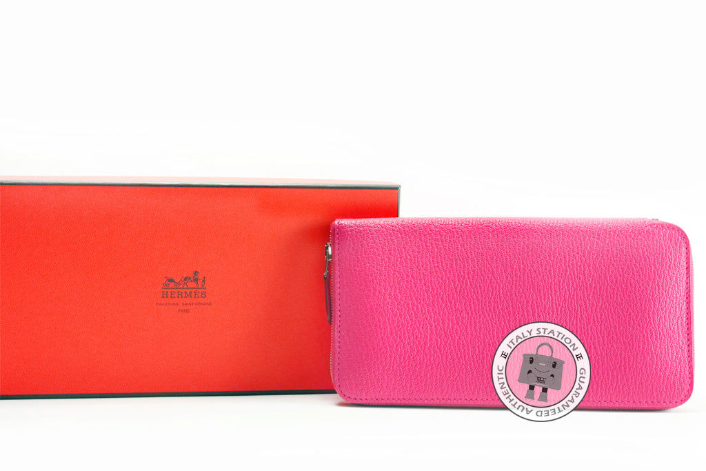 HERMES Hermes Evelyne H Dots Zip Rose Tyrien / CKE5 Chevre Long Wallet | Italystation.com - Shop Now at italystation.com
