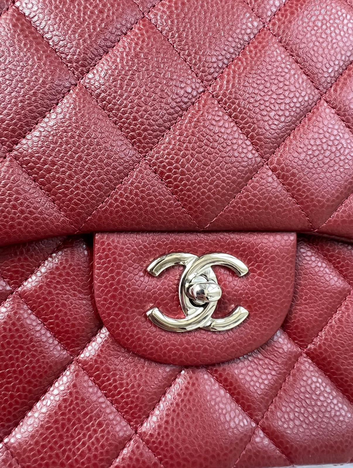 CHANEL Chanel A58600 Classic CC Red Caviar Jumbo Shoulder Bags Shw | Italystation.com - Shop Now at italystation.com