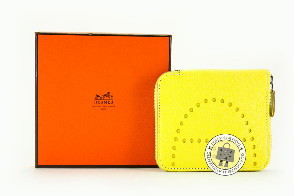 HERMES Hermes Evelyne H Dots Zip Lime / 9R Goat Short Wallet Phw | Italystation.com - Shop Now at italystation.com