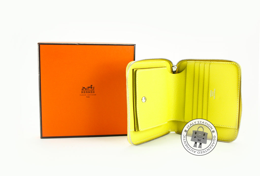 HERMES Hermes Evelyne H Dots Zip Lime / 9R Goat Short Wallet Phw | Italystation.com - Shop Now at italystation.com