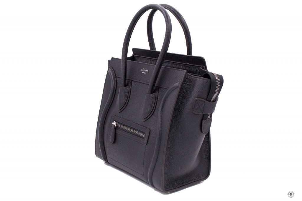 CELINE Celine 16779 3DRU Luggage Black / 0N38 Calfskin Micro Tote Bag  | Italystation.com - Shop Now at italystation.com