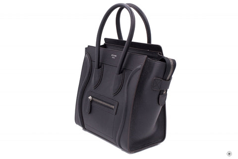 Celine 16779 3DRU Luggage Black / 0N38 Calfskin Micro Tote Bag Sbhw