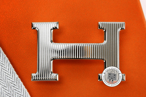 HERMES Hermes Stripe H Silver Metal Buckle Phw | Italystation.com - Shop Now at italystation.com