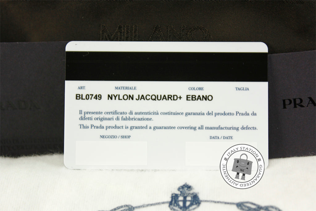 PRADA Prada BL0749 Nylon Jacquard + Bauletto Ebano Nylon Shoulder Bags | Italystation.com - Shop Now at italystation.com