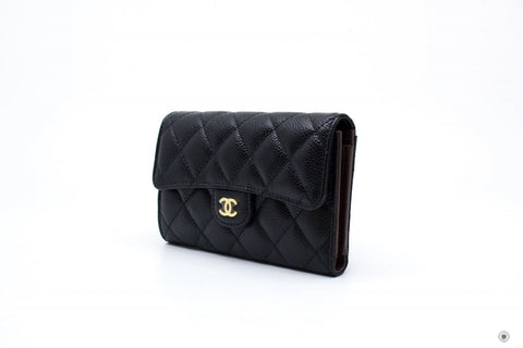 Chanel AP0232 Y01864 Classic Flap Wallet Black / C3906 Caviar Short Wallet Ghw