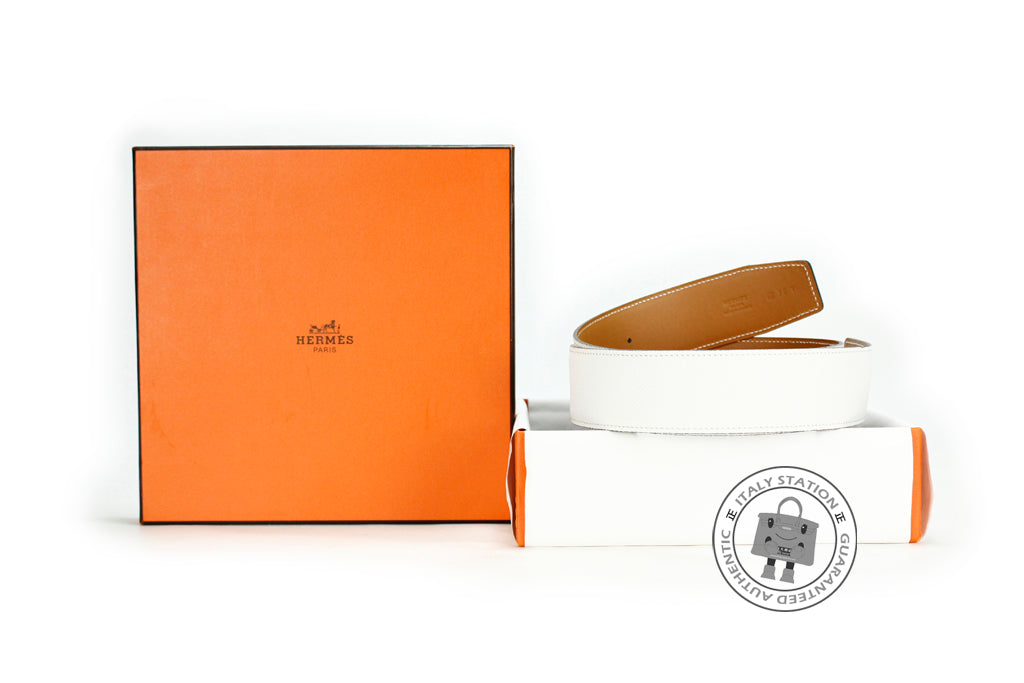 HERMES Hermes Reversible  42 MM White+nature Epsom 75 Belts | Italystation.com - Shop Now at italystation.com