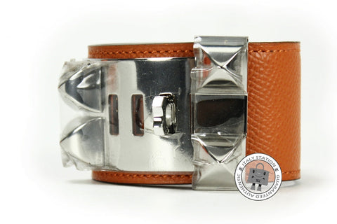 HERMES Hermes Collier DE Chien Cuff Cdc Orange / CK93 Epsom Small Brac | Italystation.com - Shop Now at italystation.com