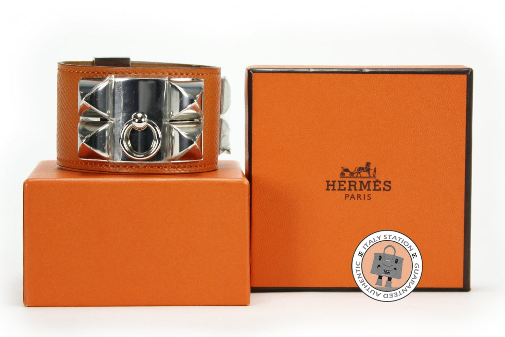 HERMES Hermes Collier DE Chien Cuff Cdc Orange / CK93 Epsom Small Brac | Italystation.com - Shop Now at italystation.com