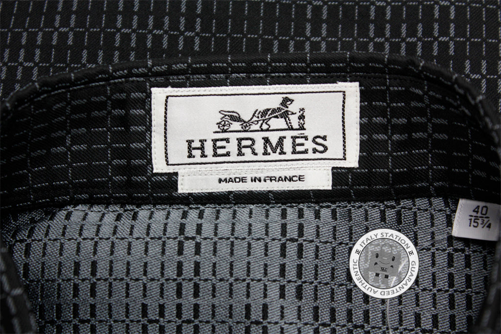 HERMES Hermes 346220HG Chem Ajustee Col Droit Souple Noir / 02 Cotton  | Italystation.com - Shop Now at italystation.com