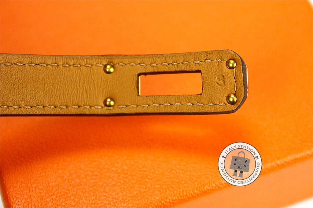 HERMES Hermes Kelly Double Tour Orange Shiny Crocodile Small Bracelet  | Italystation.com - Shop Now at italystation.com