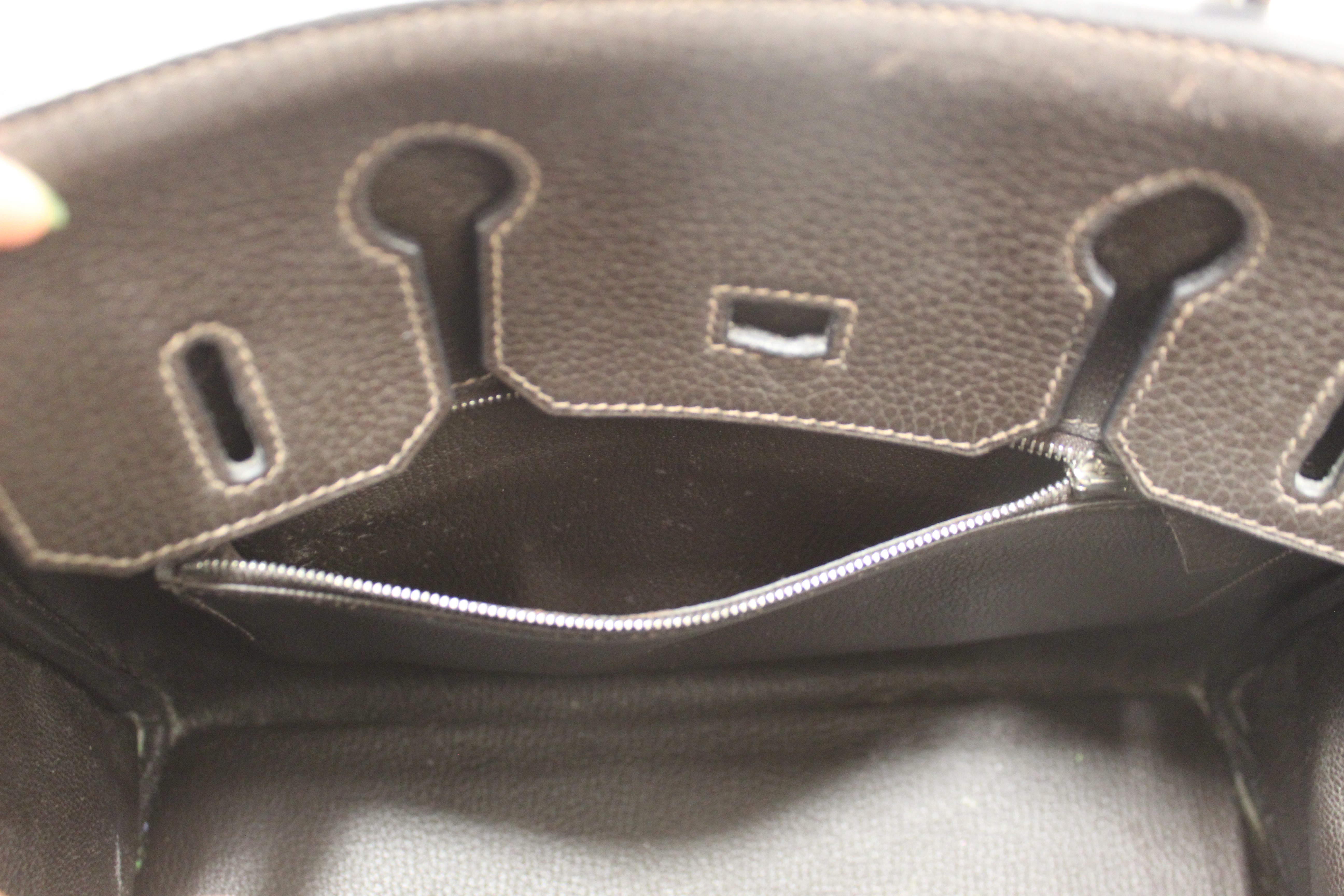 Authentic Hermes Brown Togo Leather and Toile Canvas Birkin 30 Bag