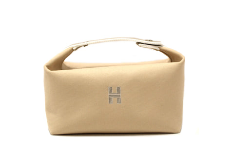 Authentic Hermes Beige Wool Large Bride-A-Brac H Natte Pouch