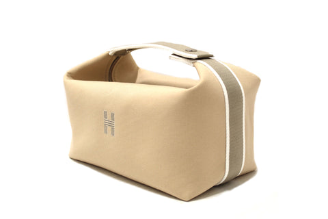 Authentic Hermes Beige Wool Large Bride-A-Brac H Natte Pouch