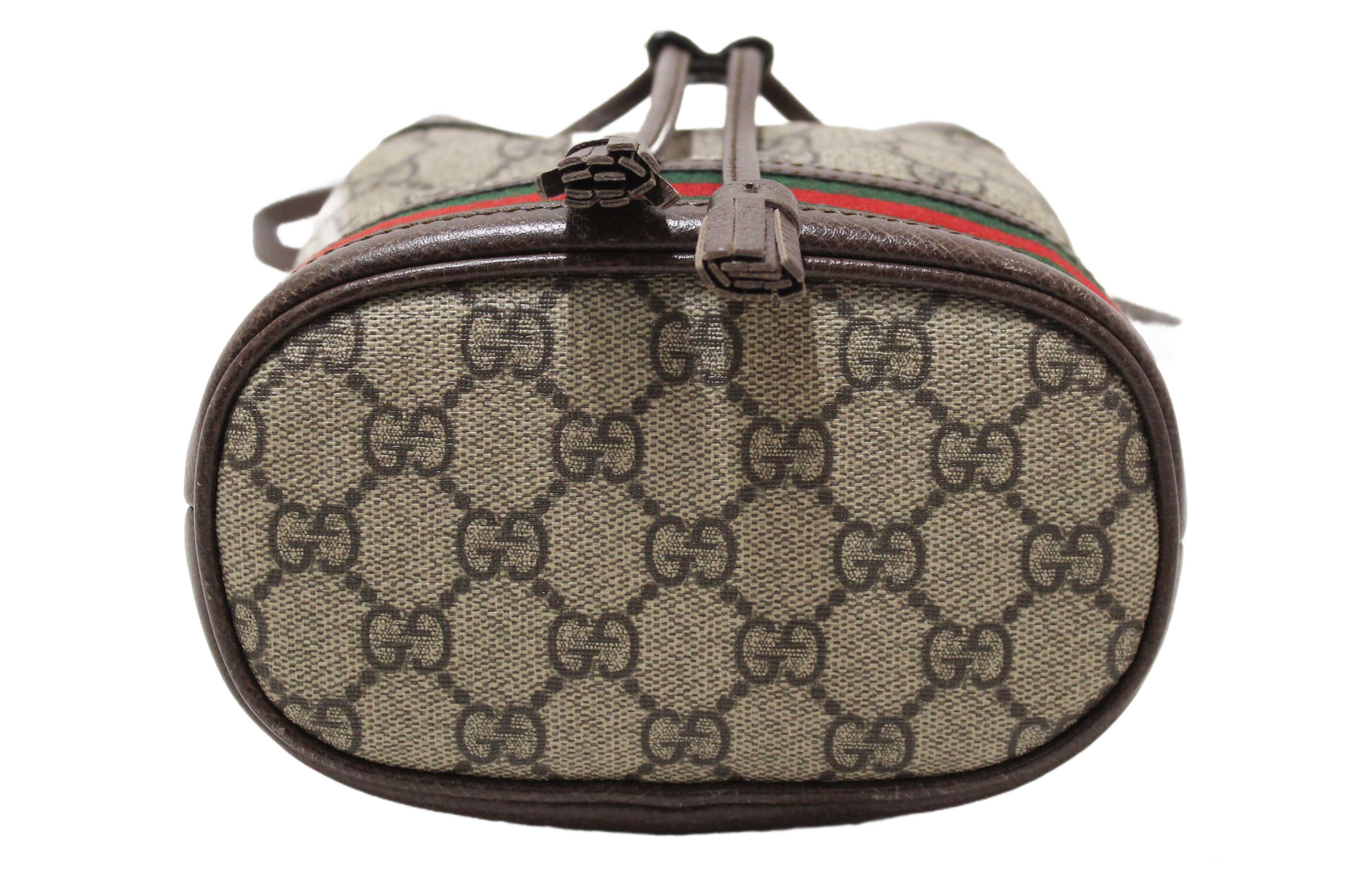Authentic Gucci Brown Ophidia GG Supreme Mini Bucket Bag