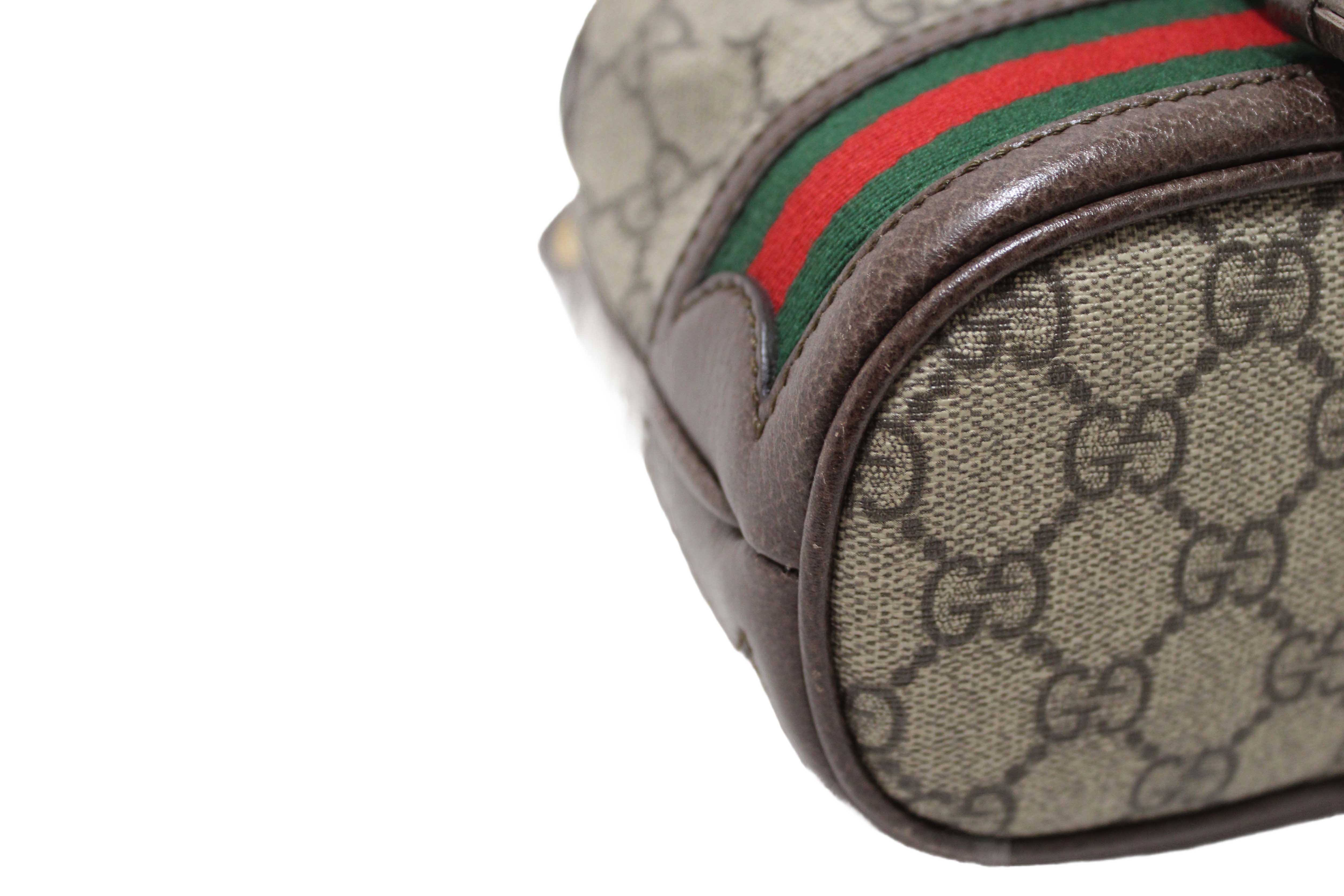 Authentic Gucci Brown Ophidia GG Supreme Mini Bucket Bag