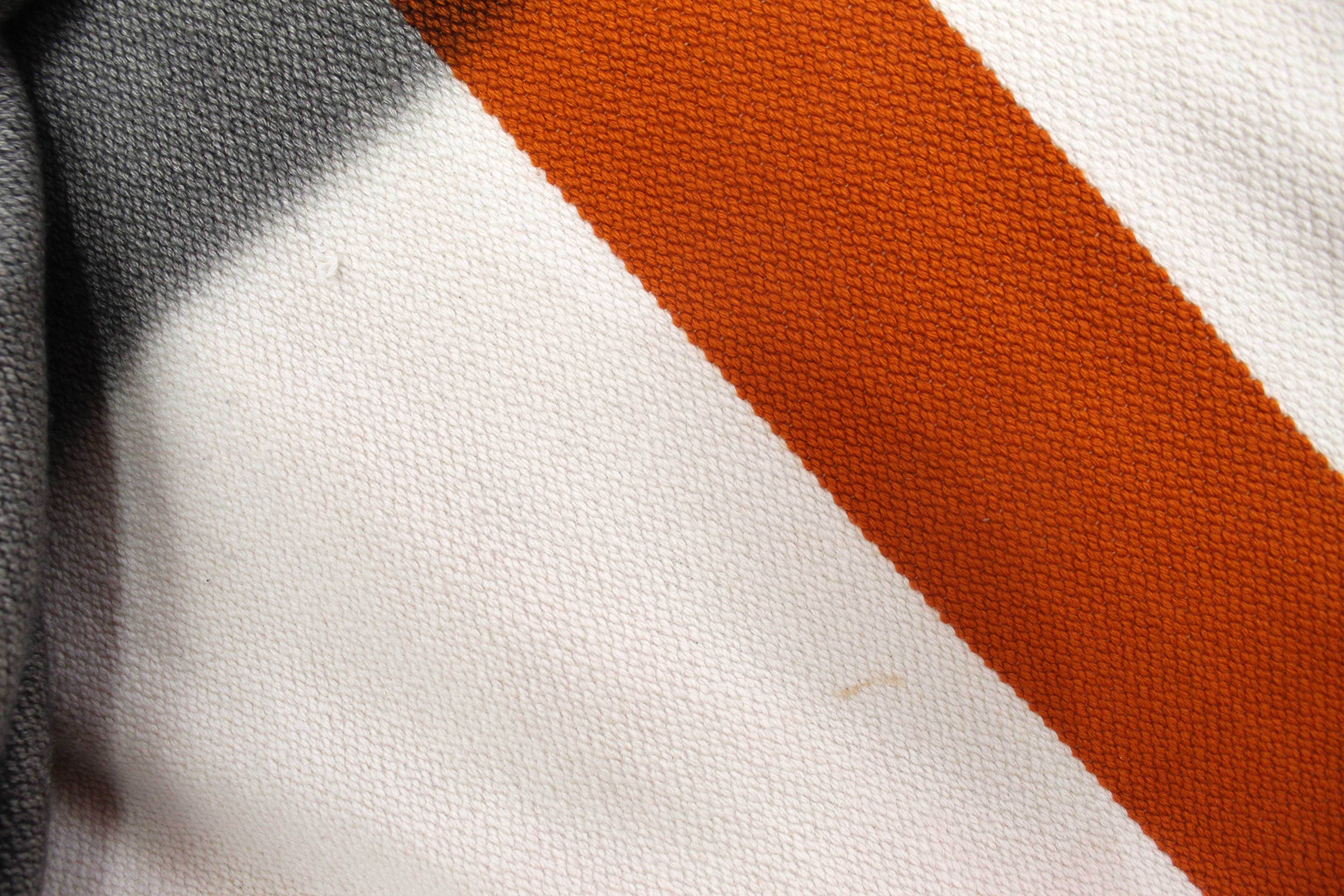 Authentic Hermes Orange/Brown/Beige/Grey Paille H Dye Cashmere Blanket