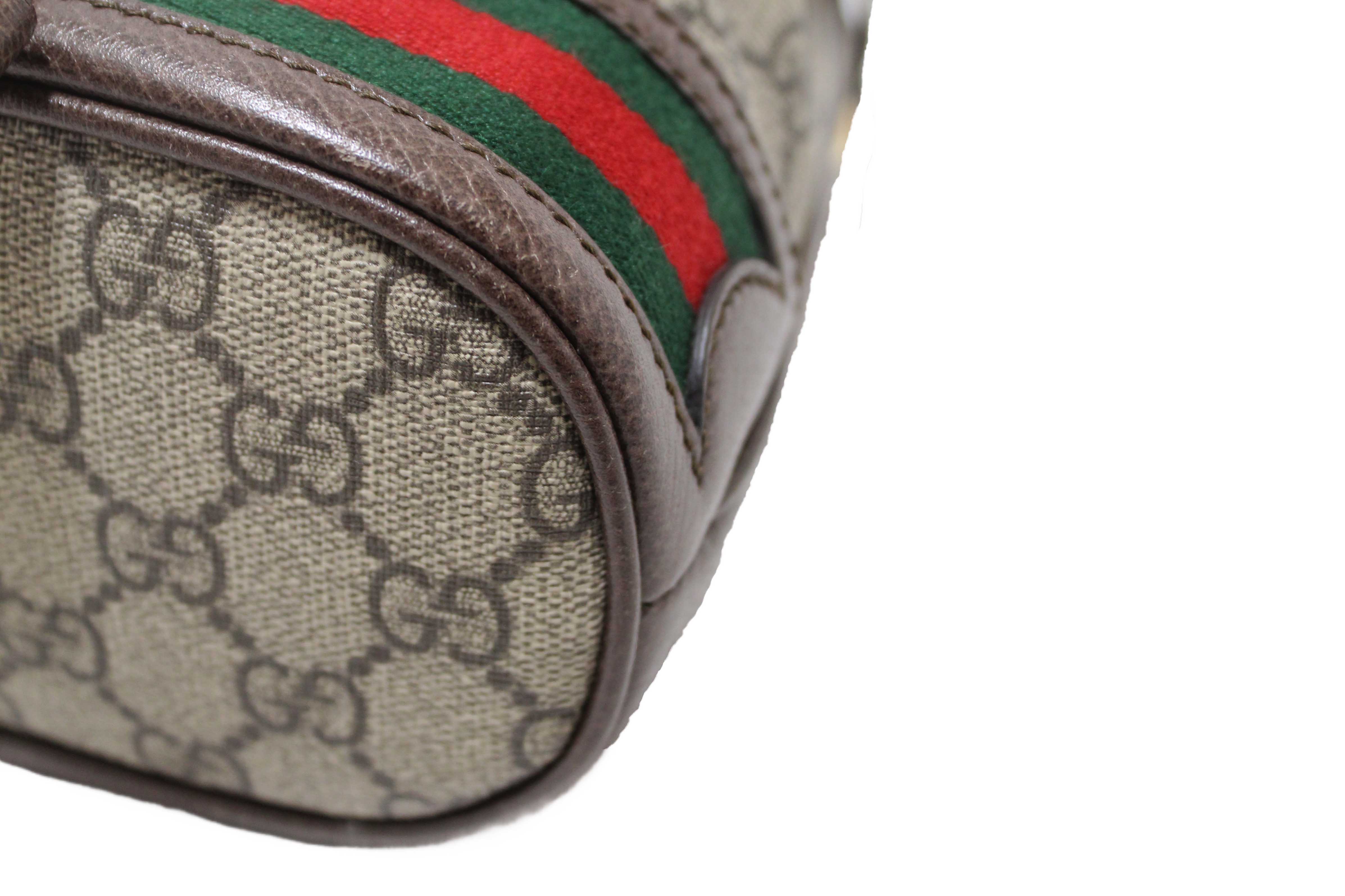 Authentic Gucci Brown Ophidia GG Supreme Mini Bucket Bag