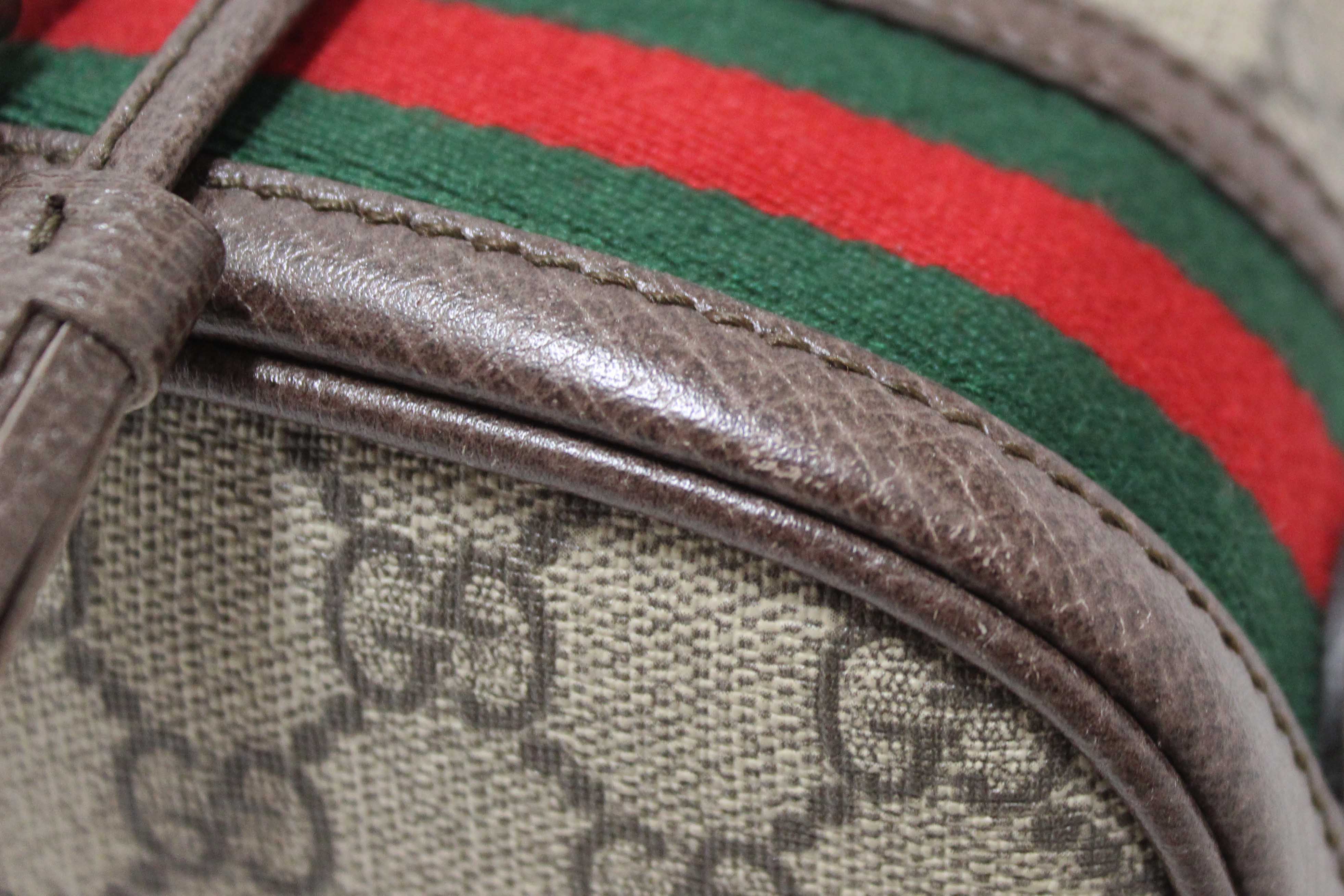 Authentic Gucci Brown Ophidia GG Supreme Mini Bucket Bag