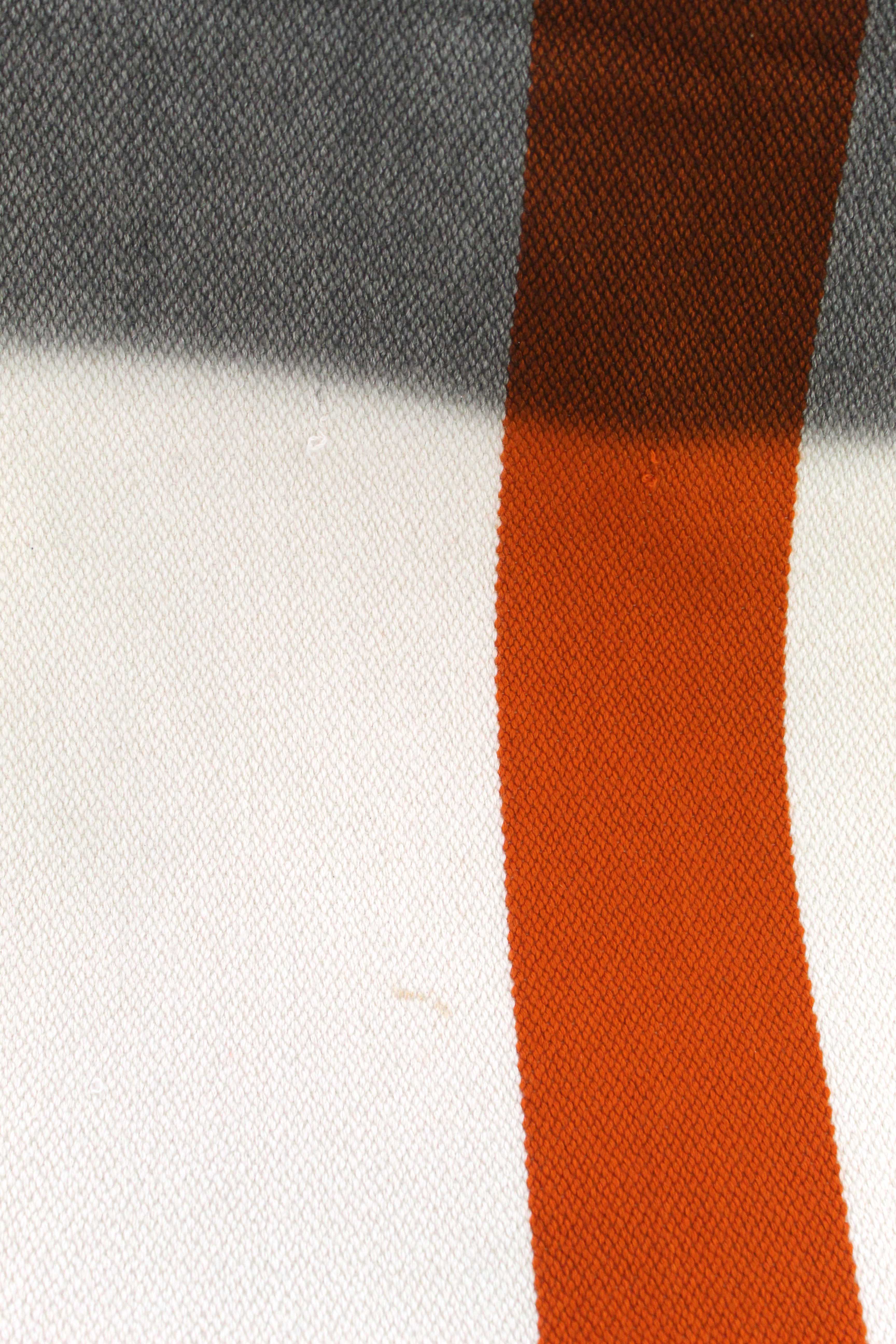 Authentic Hermes Orange/Brown/Beige/Grey Paille H Dye Cashmere Blanket