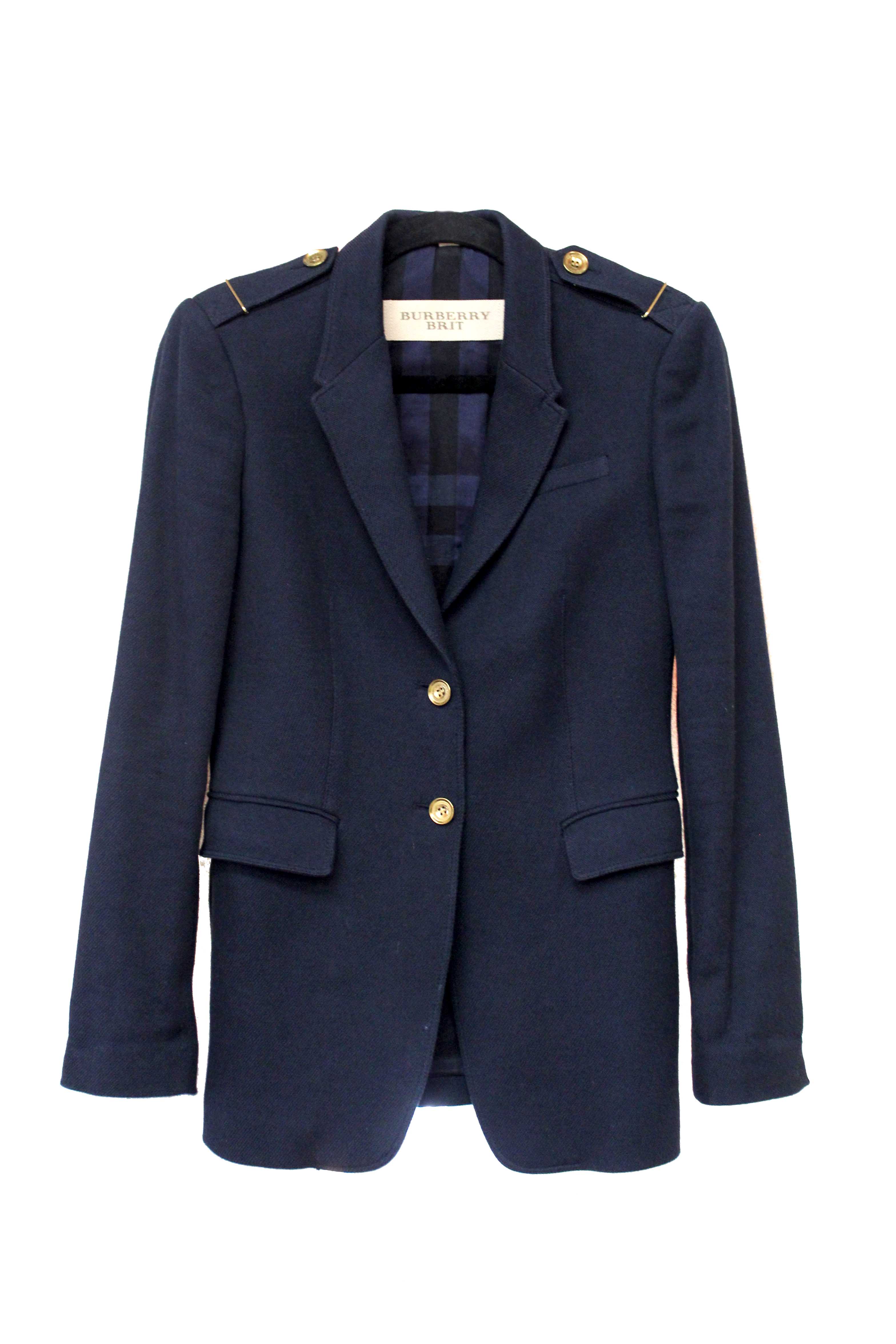 Authentic Burberry Navy Blue Brit Blazer Jacket size 4